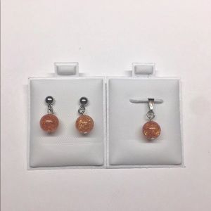 Cracked pumpkin glass earring and pendent